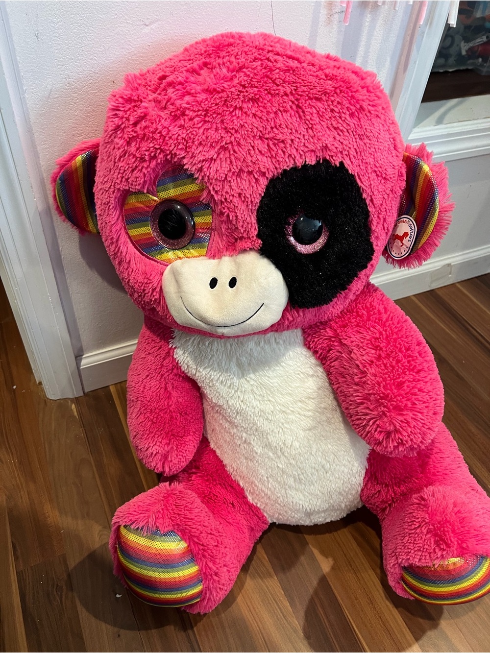 Plush Pink Rainbow-Accent Stuffed Animal - Soft Kids Toy